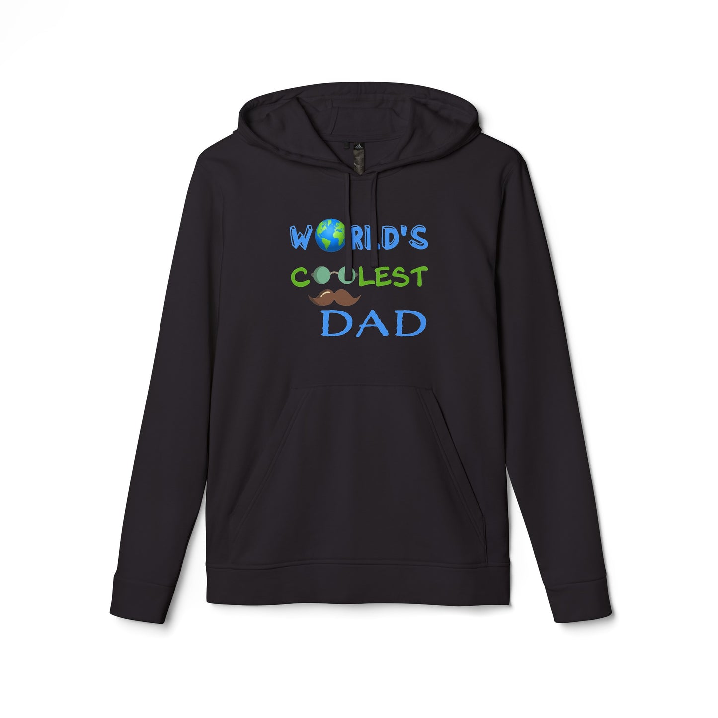 Personalized "World's Coolest Dad" adidas® Hoodie - Custom Earth & Mustache Design