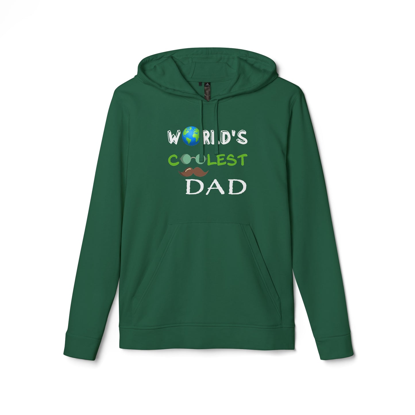 Personalized "World's Coolest Dad" adidas® Hoodie - Custom Earth & Mustache Design