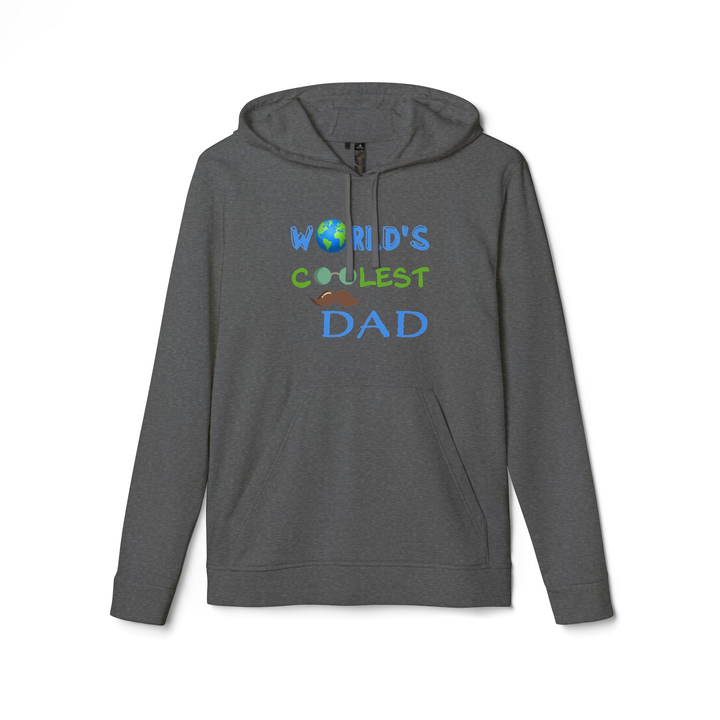 Personalized "World's Coolest Dad" adidas® Hoodie - Custom Earth & Mustache Design