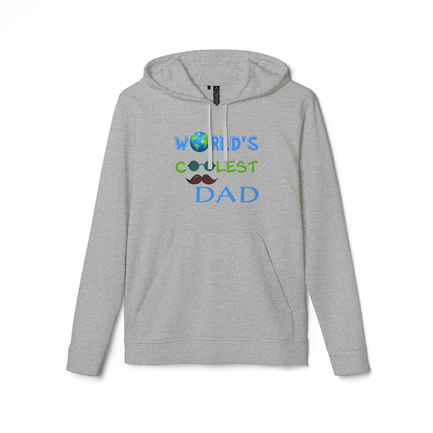 Personalized "World's Coolest Dad" adidas® Hoodie - Custom Earth & Mustache Design