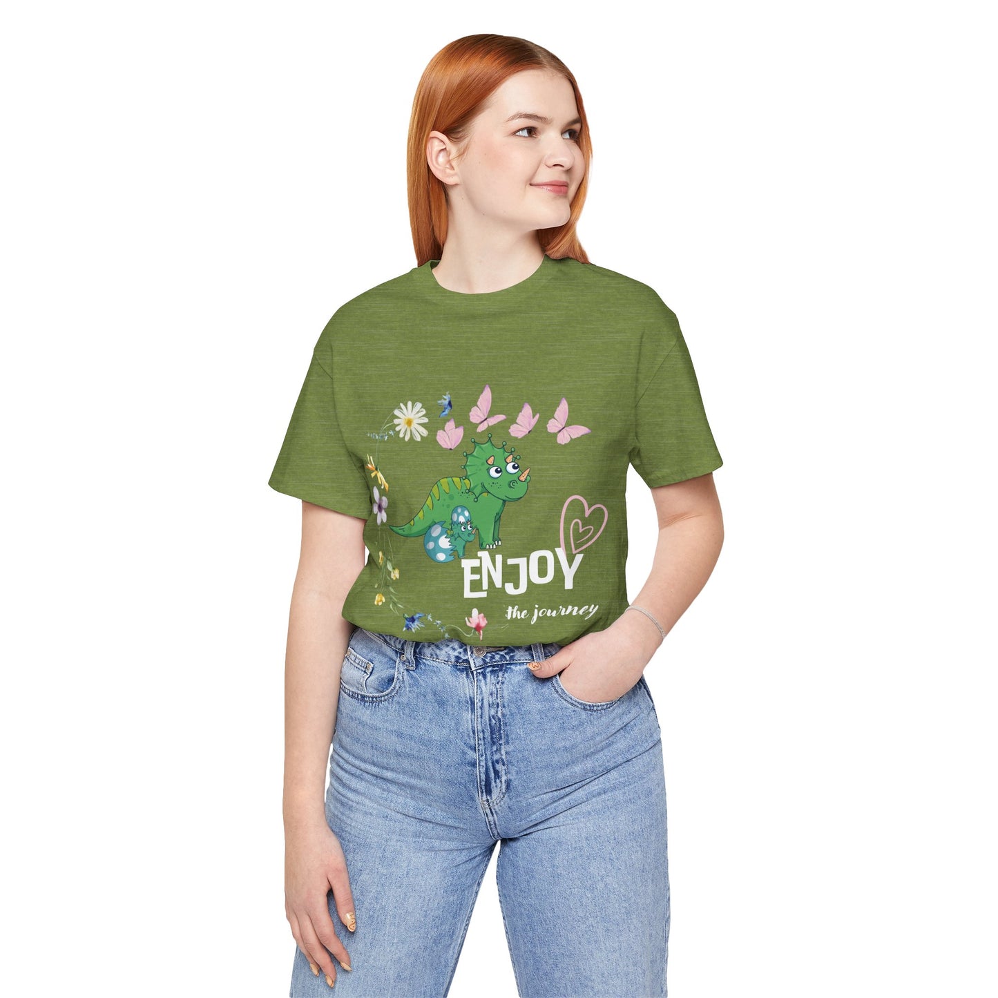 Enjoy the Journey-Wild Flowers Dinosaur Mom & Baby T-Shirt for Women