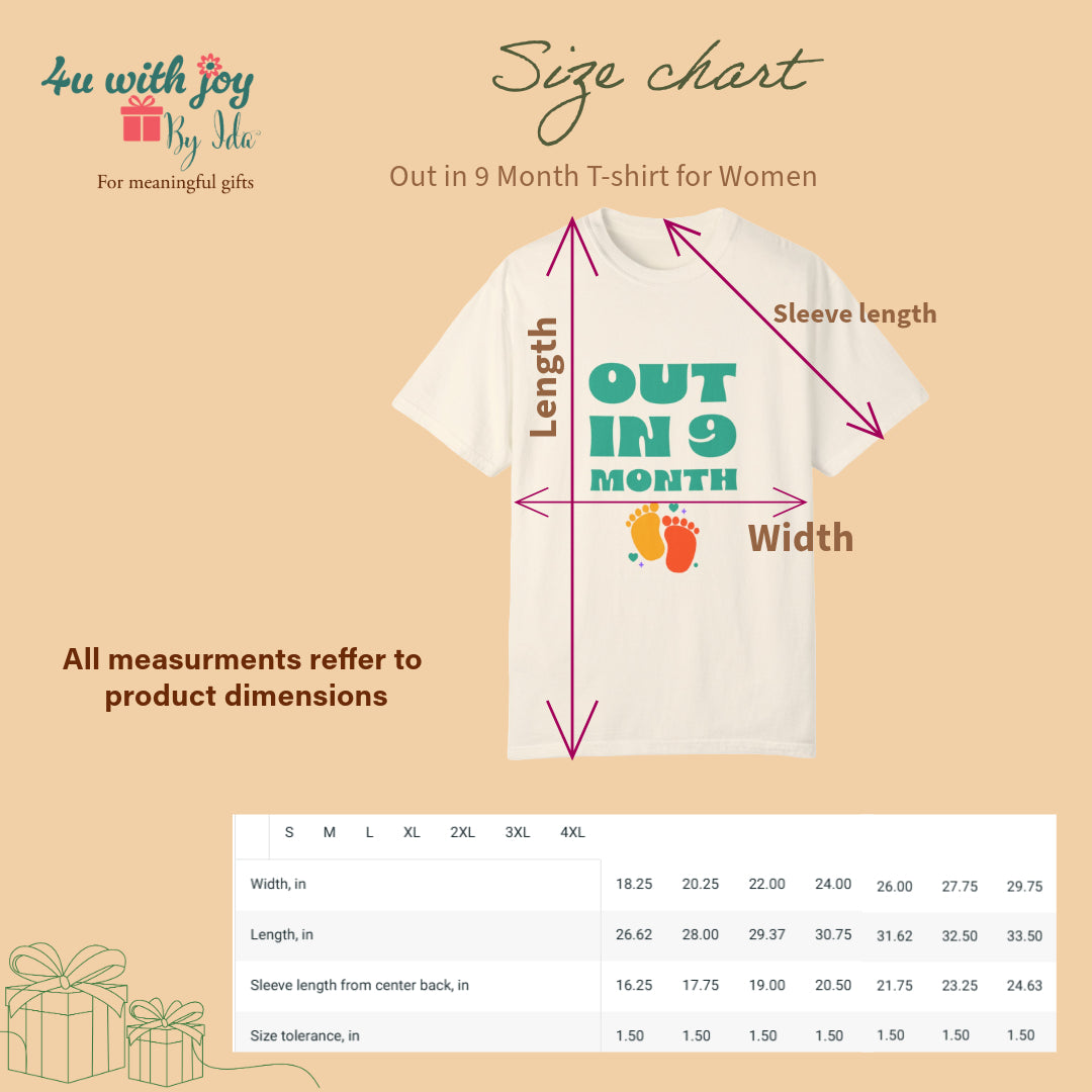 Out in 9 Month - T-shirt for Women- Cute 2 Little Feet Design