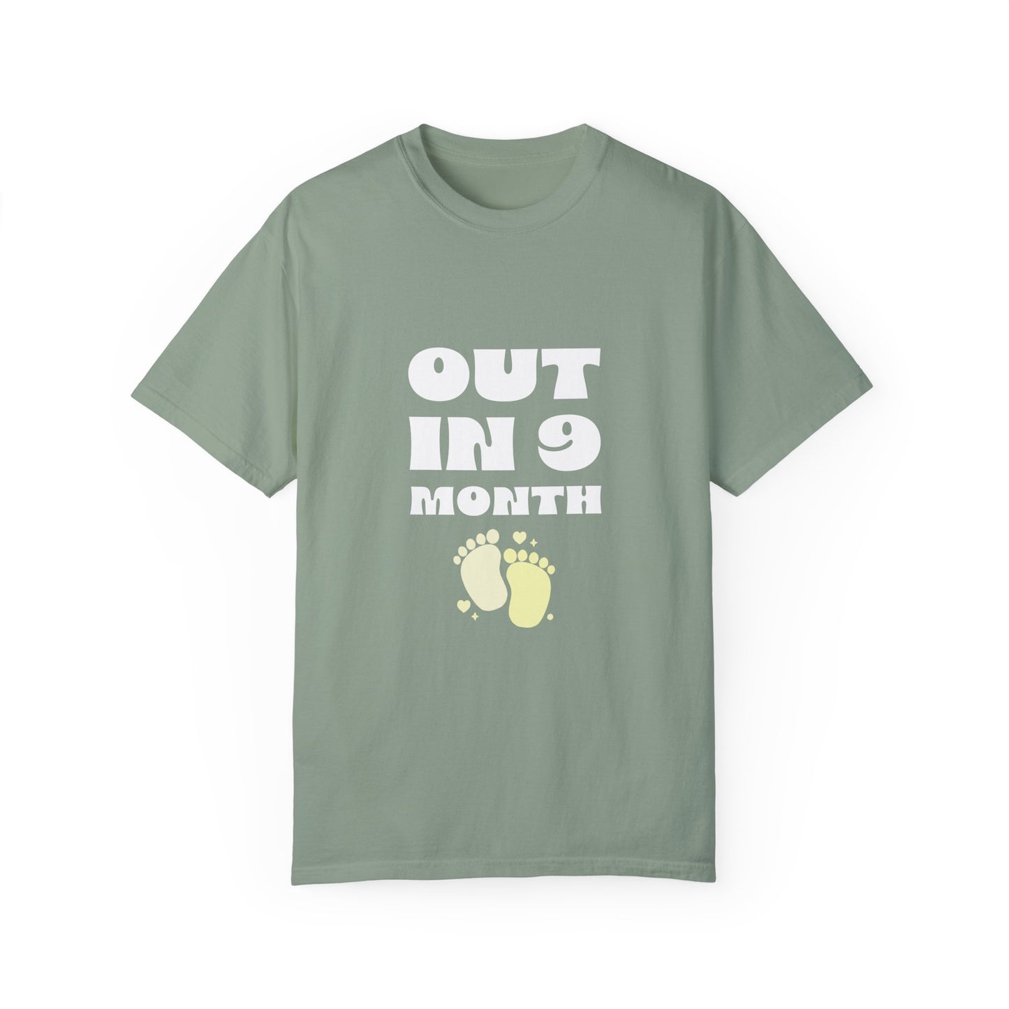 Out in 9 Month - T-shirt for Women- Cute 2 Little Feet Design