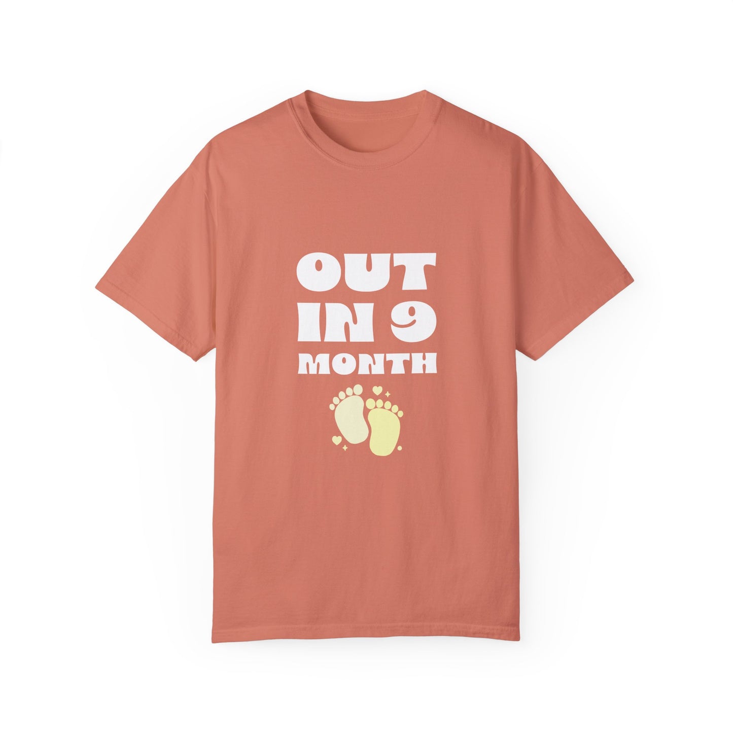 Out in 9 Month - T-shirt for Women- Cute 2 Little Feet Design