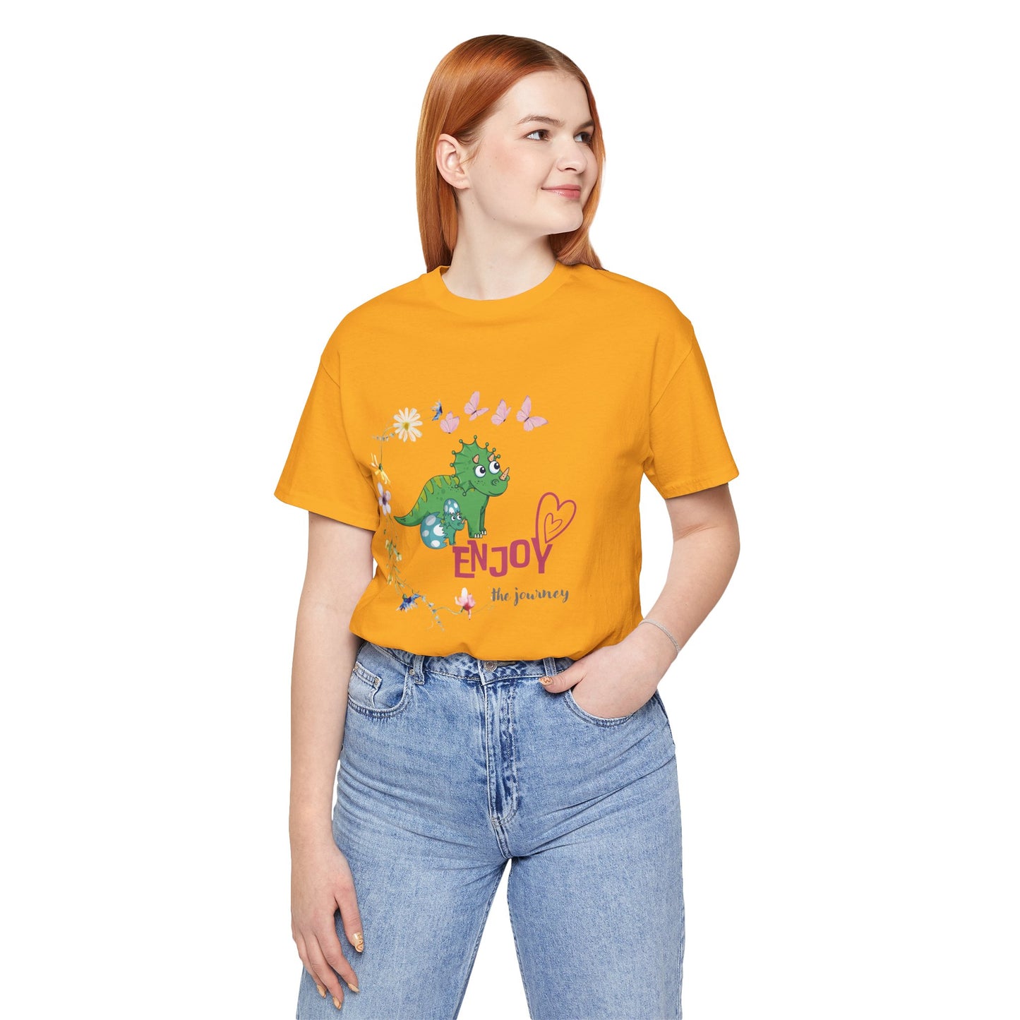 Enjoy the Journey-Wild Flowers Dinosaur Mom & Baby T-Shirt for Women