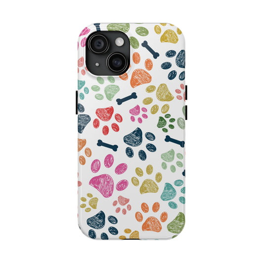 Colorful Tough iPhone Cases with Paw Design