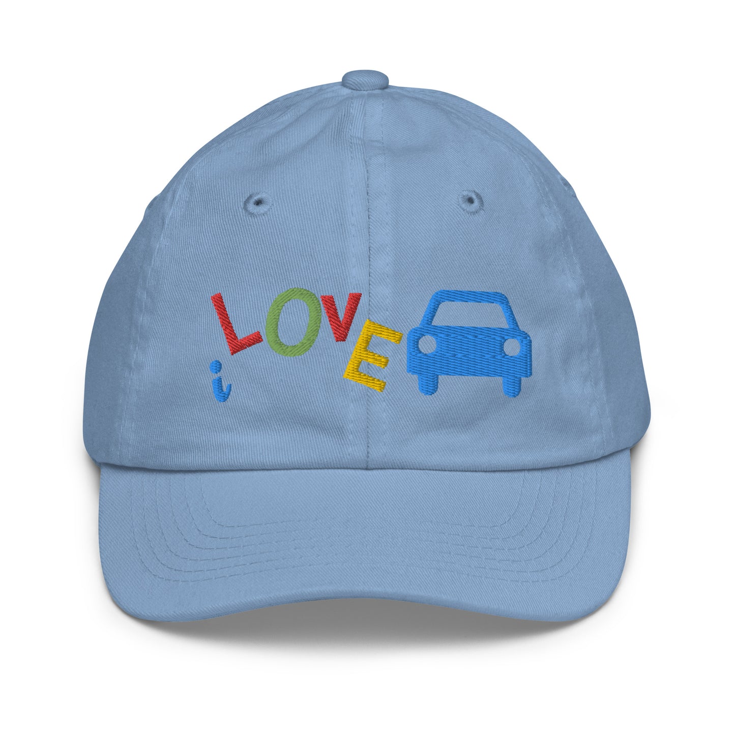 Youth Baseball Cap - I Love Cars Embroidered Hat - Kids Adjustable Cotton Cap for Boys & Girls