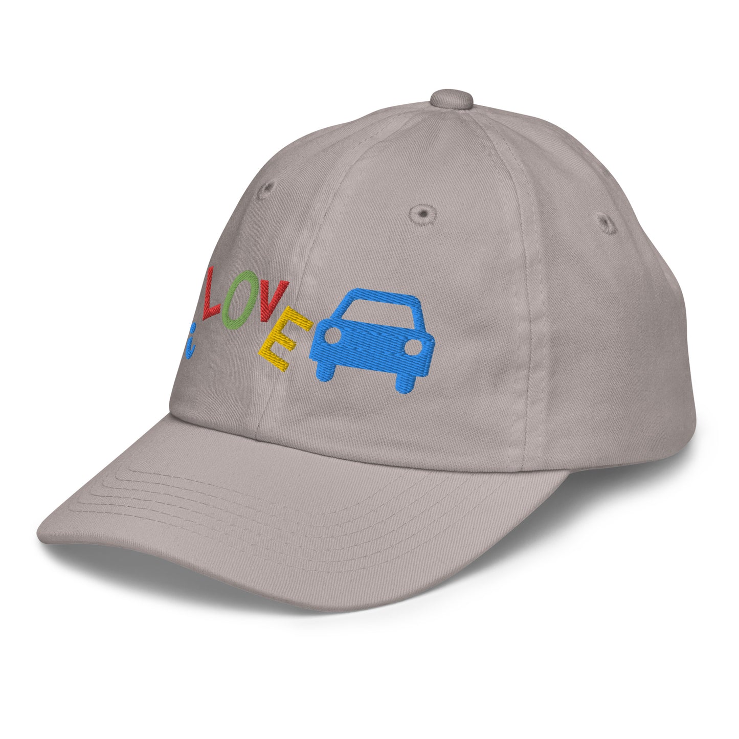 Youth Baseball Cap - I Love Cars Embroidered Hat - Kids Adjustable Cotton Cap for Boys & Girls