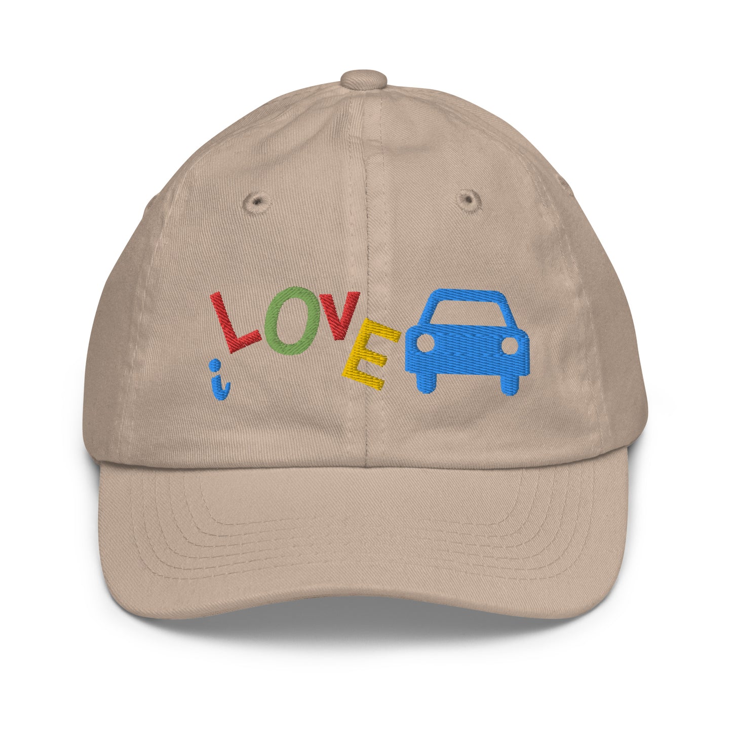 Youth Baseball Cap - I Love Cars Embroidered Hat - Kids Adjustable Cotton Cap for Boys & Girls