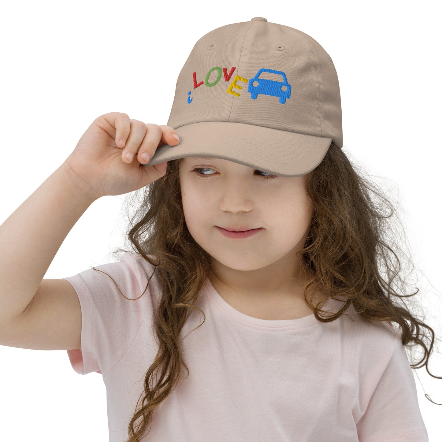 Youth Baseball Cap - I Love Cars Embroidered Hat - Kids Adjustable Cotton Cap for Boys & Girls