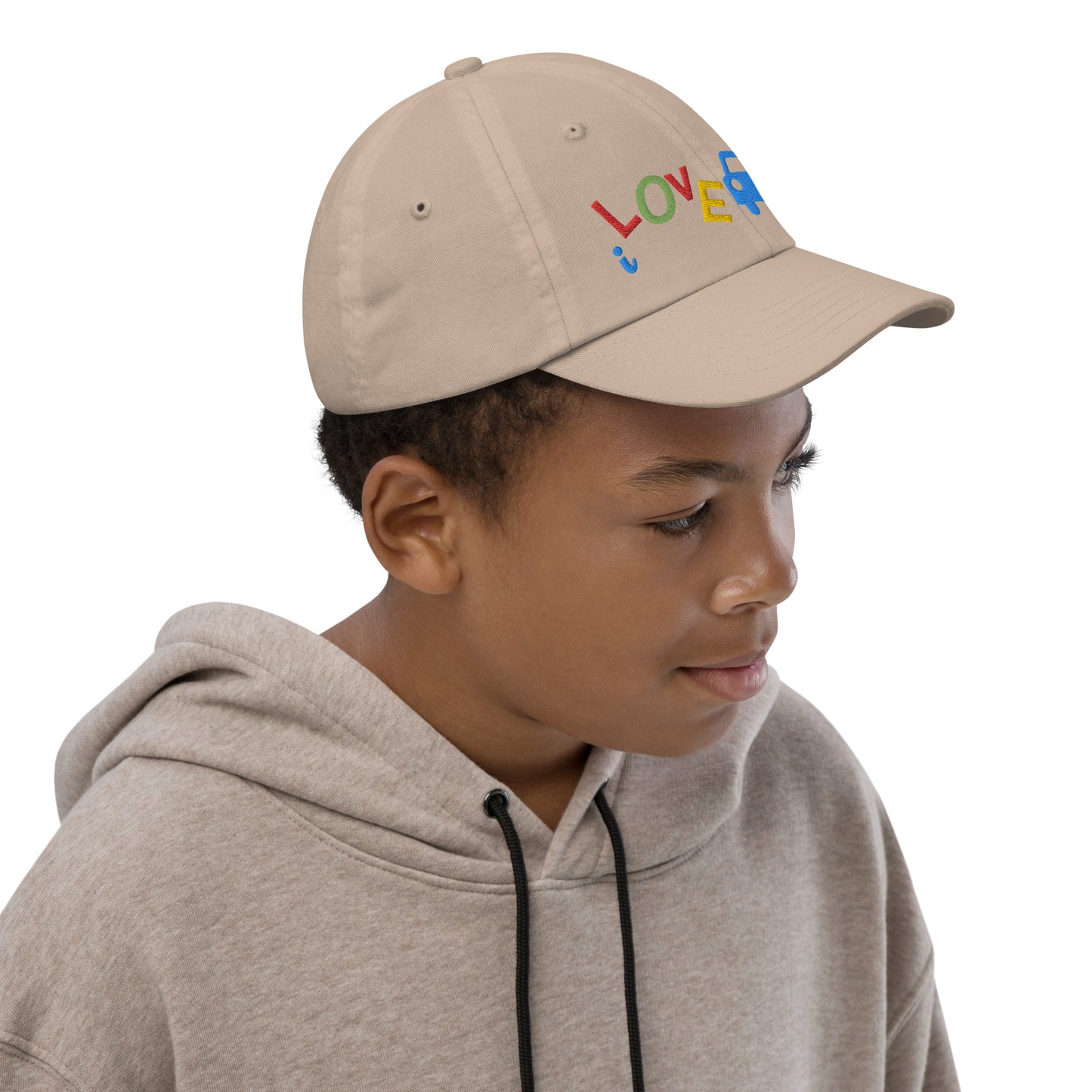 Youth Baseball Cap - I Love Cars Embroidered Hat - Kids Adjustable Cotton Cap for Boys & Girls