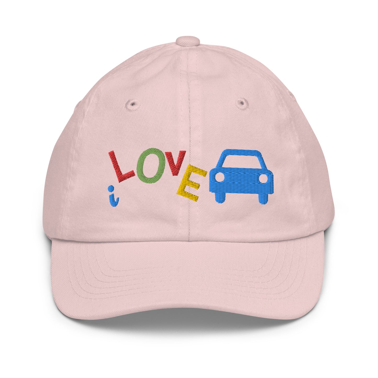 Youth Baseball Cap - I Love Cars Embroidered Hat - Kids Adjustable Cotton Cap for Boys & Girls