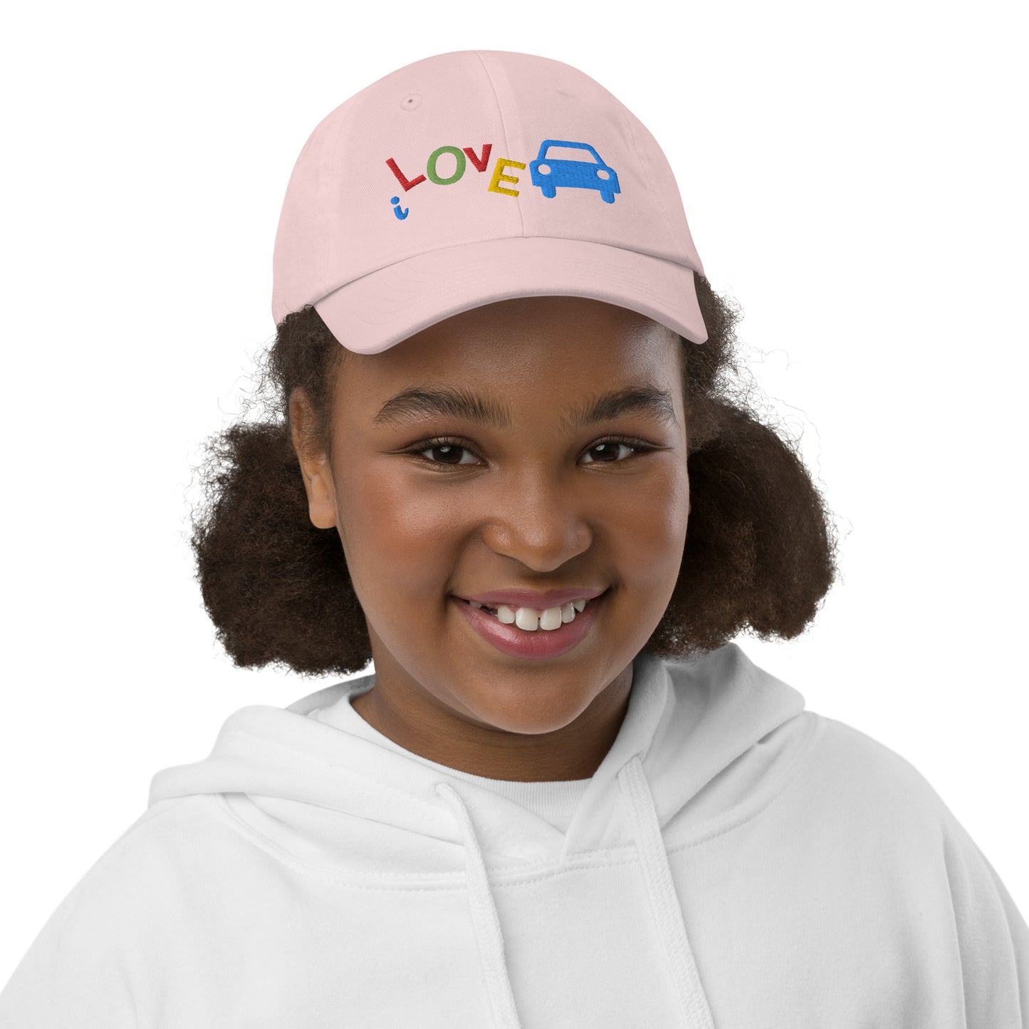 Youth Baseball Cap - I Love Cars Embroidered Hat - Kids Adjustable Cotton Cap for Boys & Girls