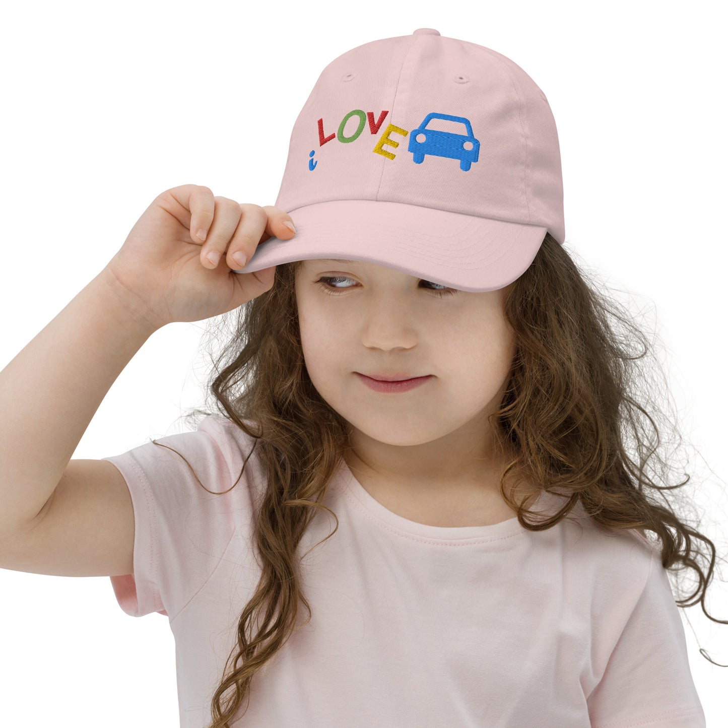 Youth Baseball Cap - I Love Cars Embroidered Hat - Kids Adjustable Cotton Cap for Boys & Girls