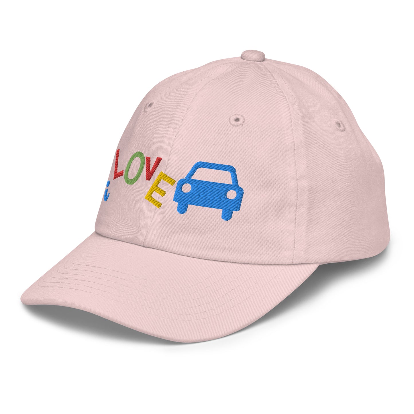 Youth Baseball Cap - I Love Cars Embroidered Hat - Kids Adjustable Cotton Cap for Boys & Girls