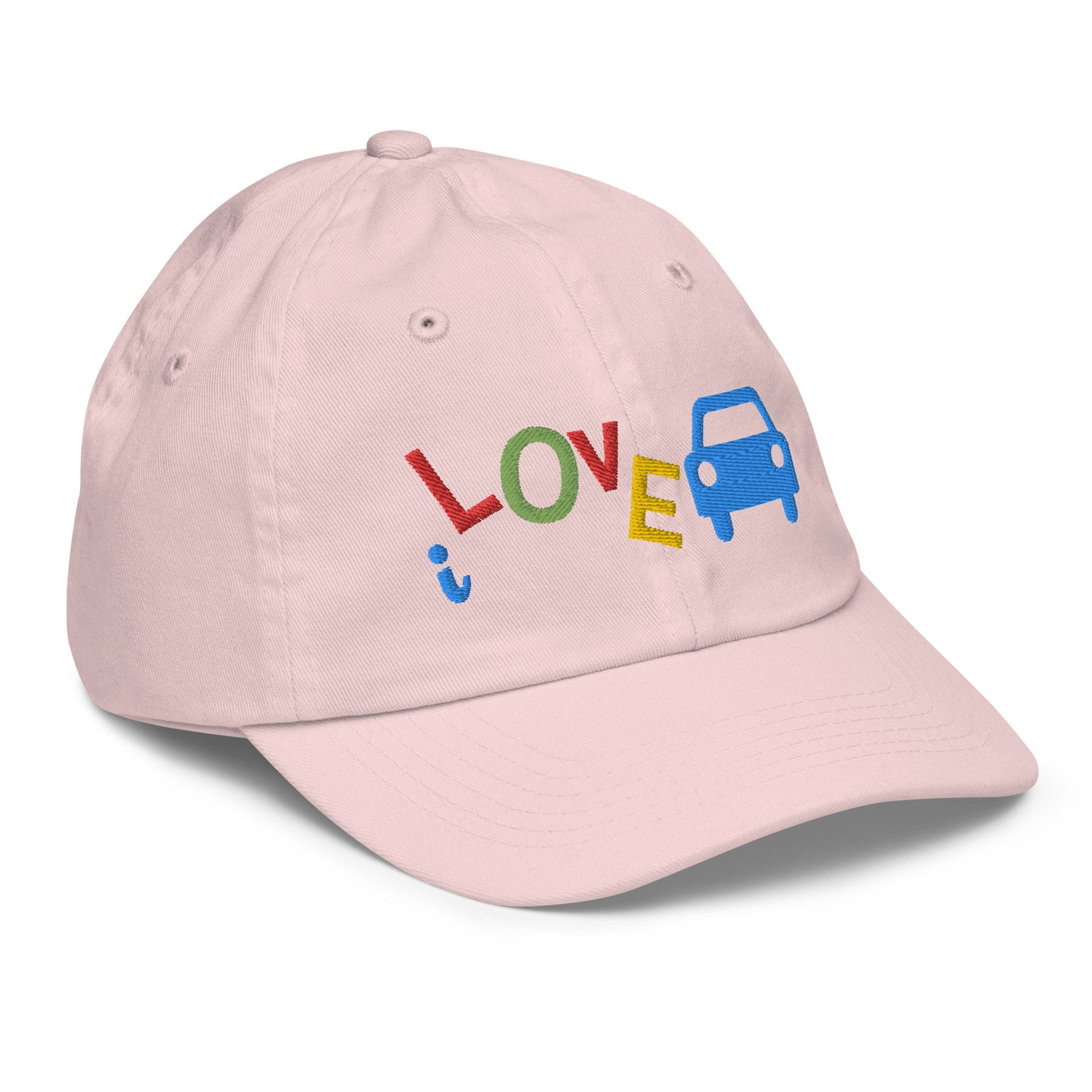 Youth Baseball Cap - I Love Cars Embroidered Hat - Kids Adjustable Cotton Cap for Boys & Girls