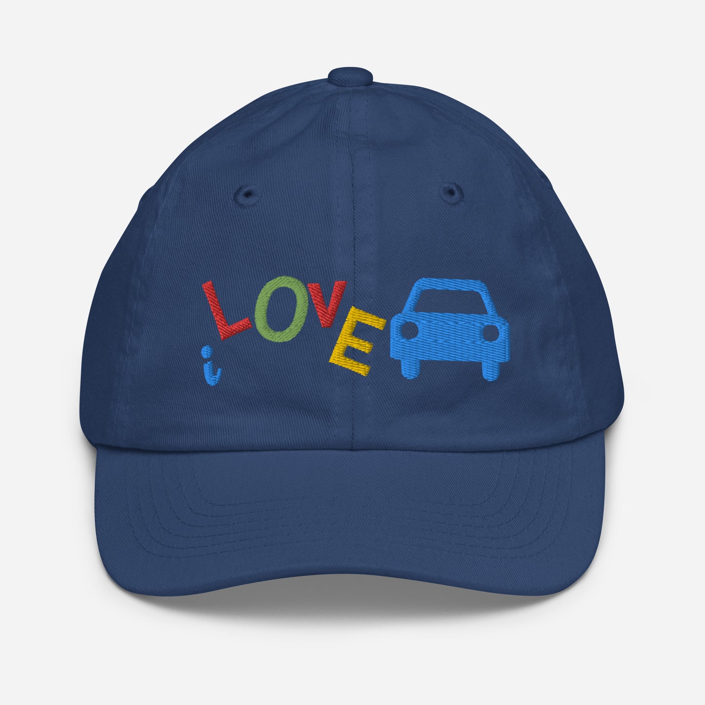 Youth Baseball Cap - I Love Cars Embroidered Hat - Kids Adjustable Cotton Cap for Boys & Girls