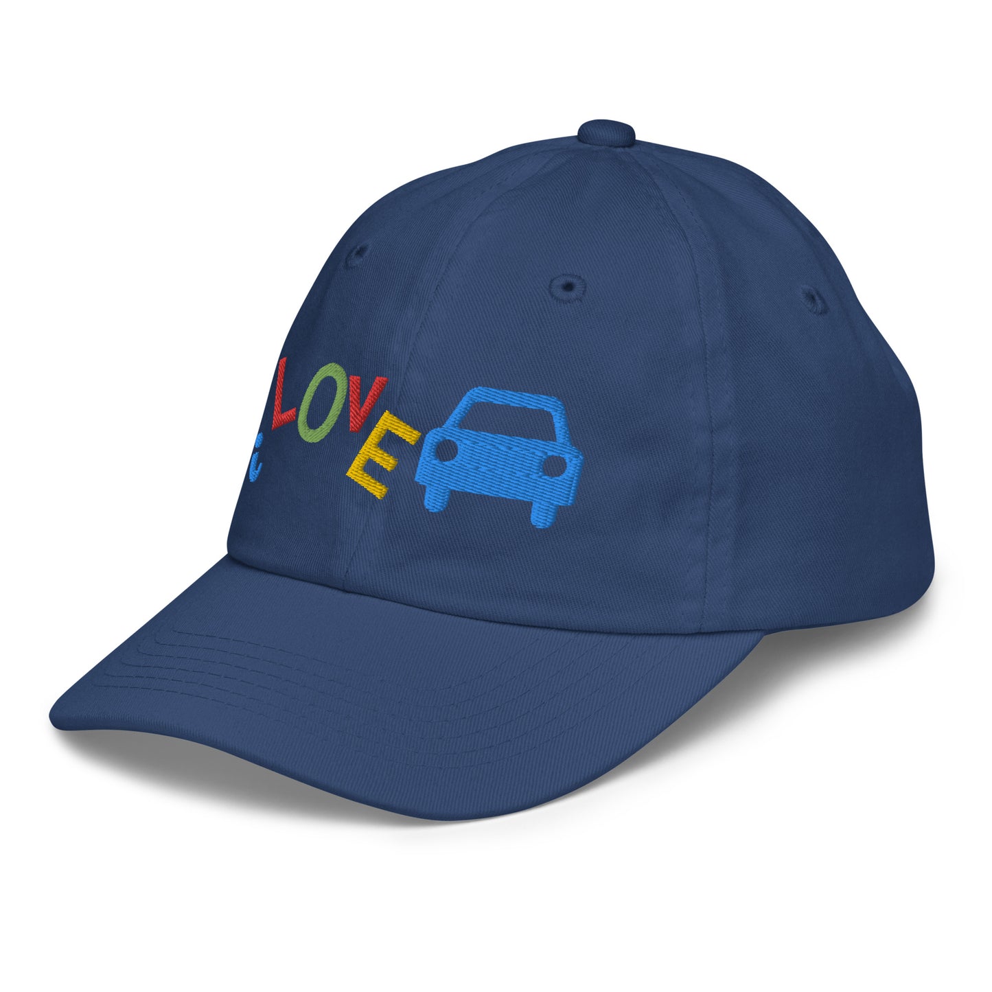 Youth Baseball Cap - I Love Cars Embroidered Hat - Kids Adjustable Cotton Cap for Boys & Girls