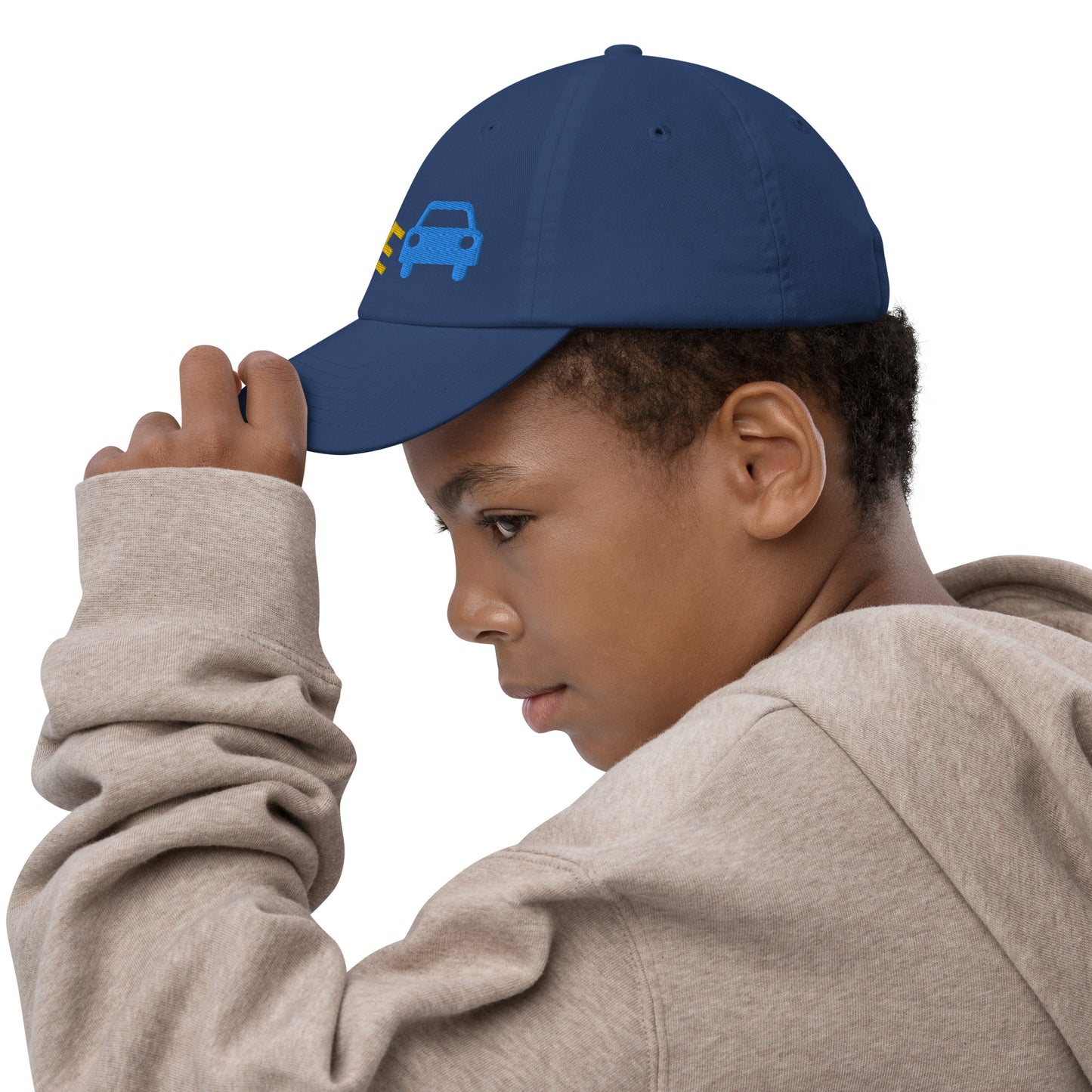 Youth Baseball Cap - I Love Cars Embroidered Hat - Kids Adjustable Cotton Cap for Boys & Girls