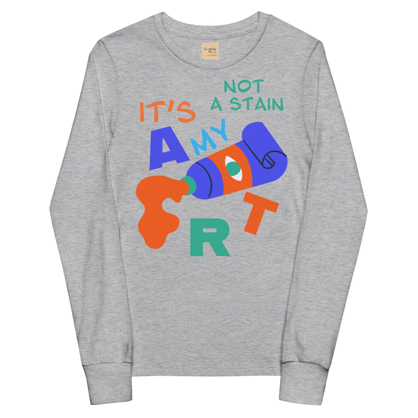 Youth Long Sleeve Tee - Spilling Watercolor "It's Not a Stain, It's My Art