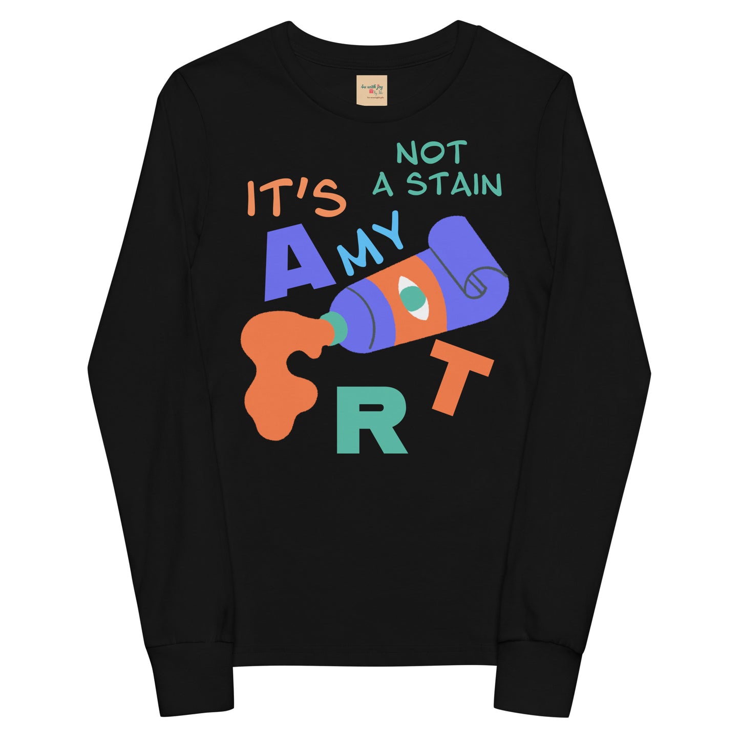 Youth Long Sleeve Tee - Spilling Watercolor "It's Not a Stain, It's My Art