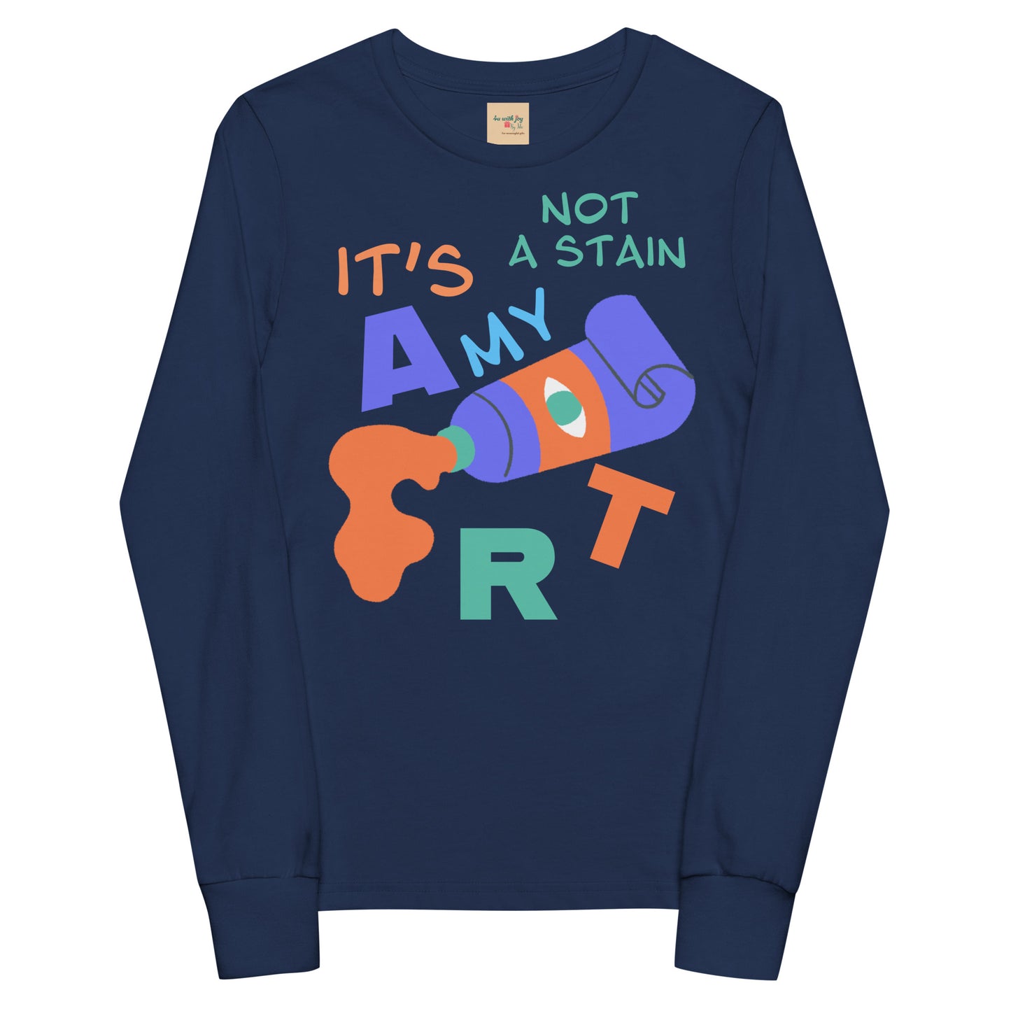 Youth Long Sleeve Tee - Spilling Watercolor "It's Not a Stain, It's My Art