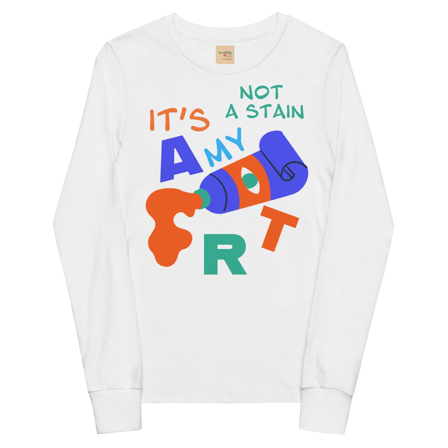 Youth Long Sleeve Tee - Spilling Watercolor "It's Not a Stain, It's My Art